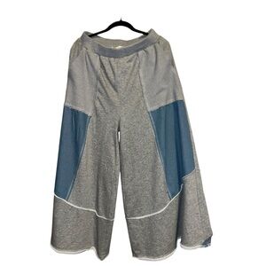 Oddi L Gray and Blue Wide-Leg Pants